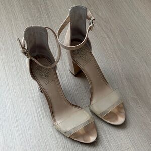 Vince Camuto Beige Block Heel Sandals